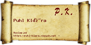 Puhl Klára névjegykártya