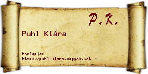 Puhl Klára névjegykártya